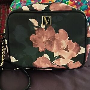 Floral Black and Pink Victoria's Secret Crossbody Bag
